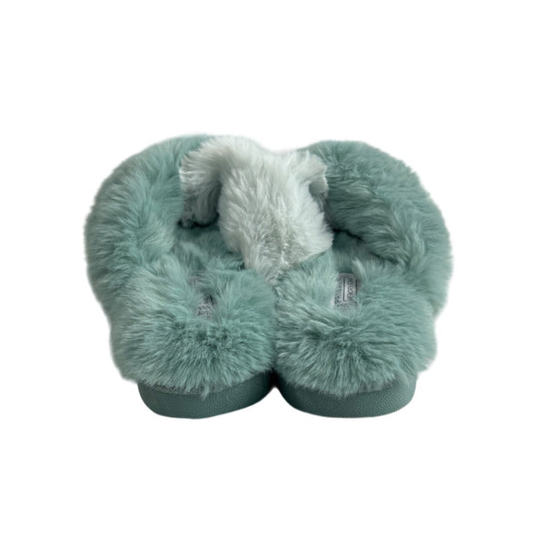 Primark Women's Aqua Green Faux Fur Slippers Sz 7-8