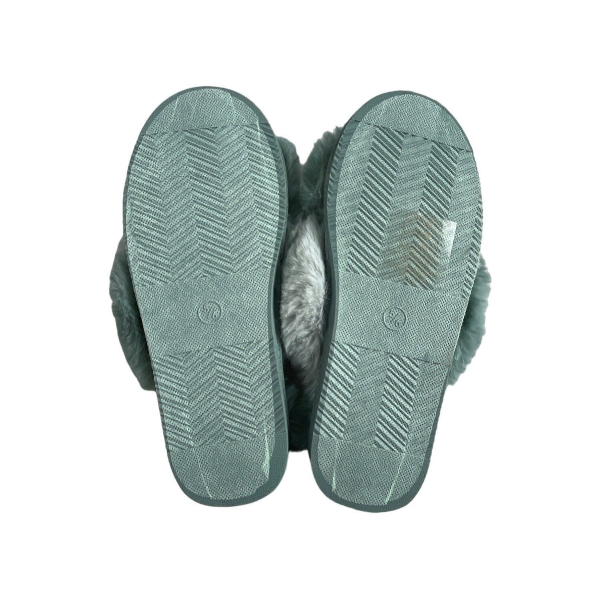 Primark Women's Aqua Green Faux Fur Slippers Sz 7-8