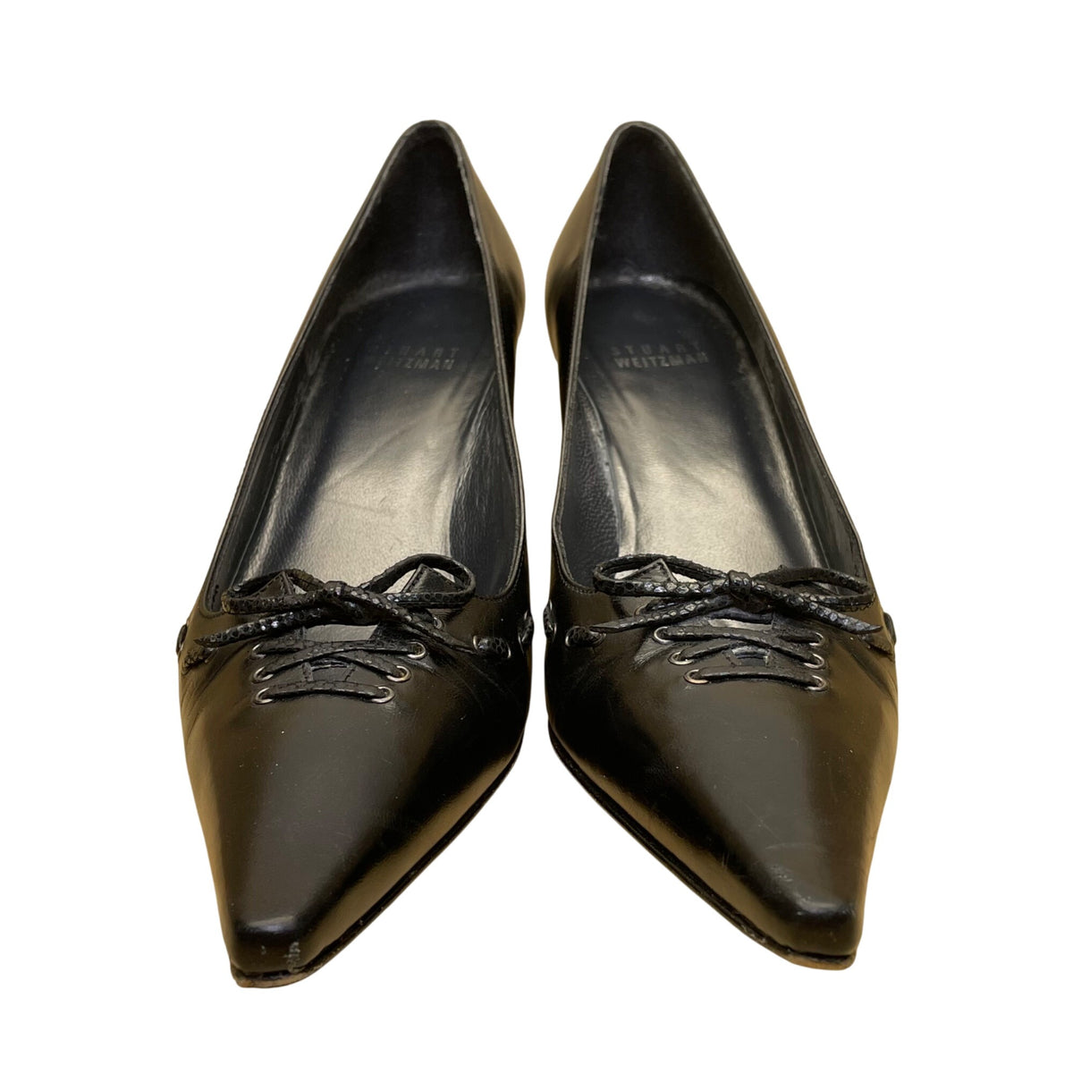 Stuart Weitzman Women’s Black Leather Corseting Heels Narrow Dress Shoes Size 7