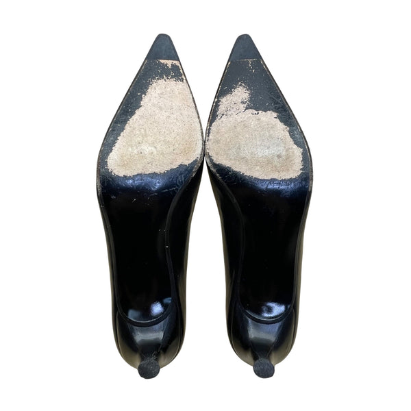 Stuart Weitzman Women’s Black Leather Corseting Heels Narrow Dress Shoes Size 7