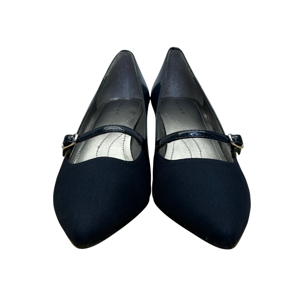 Tahari Women’s Midnight Navy Patent Leather Mary Jane Pointed Toe Pumps Sz 6.5M