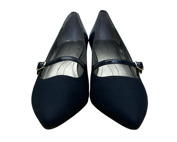 Tahari Women’s Midnight Navy Patent Leather Mary Jane Pointed Toe Pumps Sz 6.5M