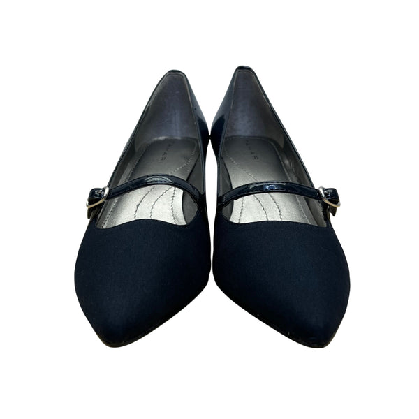 Tahari Women’s Midnight Navy Patent Leather Mary Jane Pointed Toe Pumps Sz 6.5M