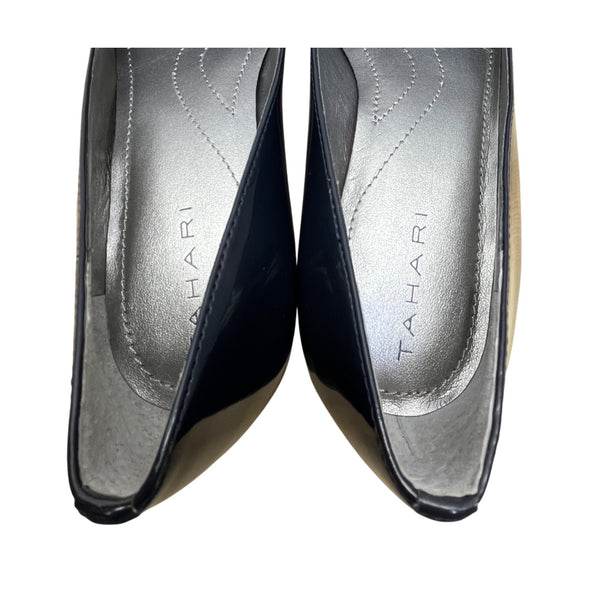 Tahari Women’s Midnight Navy Patent Leather Mary Jane Pointed Toe Pumps Sz 6.5M