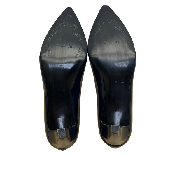 Tahari Women’s Midnight Navy Patent Leather Mary Jane Pointed Toe Pumps Sz 6.5M