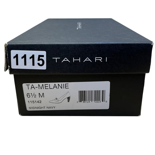 Tahari Women’s Midnight Navy Patent Leather Mary Jane Pointed Toe Pumps Sz 6.5M