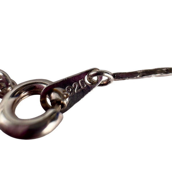 Sterling Silver Womens Blue Crystal Floral Necklace & Earrings Set Elegant Design 16" Length