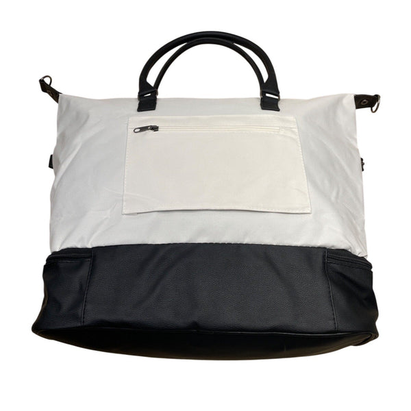 DSW Women’s White & Black Handles & Adjustable Strap Expandable Tote Bag Size XL