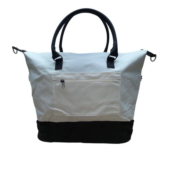 DSW Women’s White & Black Handles & Adjustable Strap Expandable Tote Bag Size XL