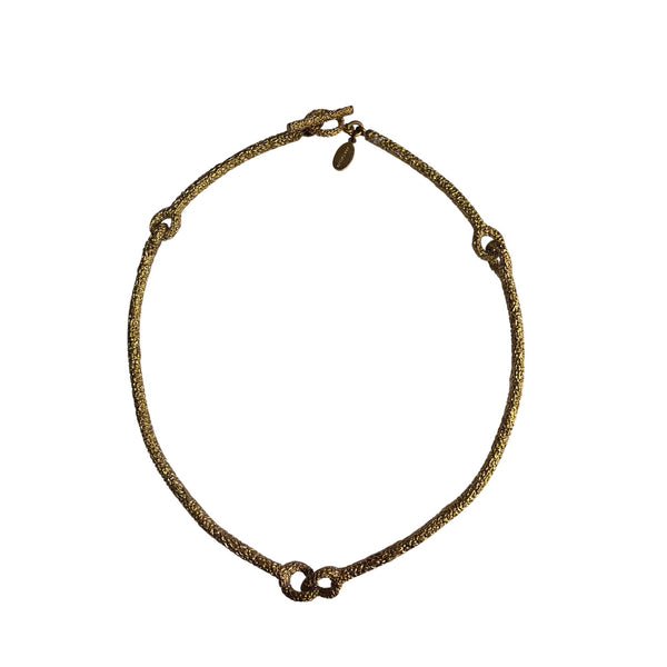 Ann Taylor Womens Gold-Tone Metal Rope Chain Necklace Elegant Toggle Clasp