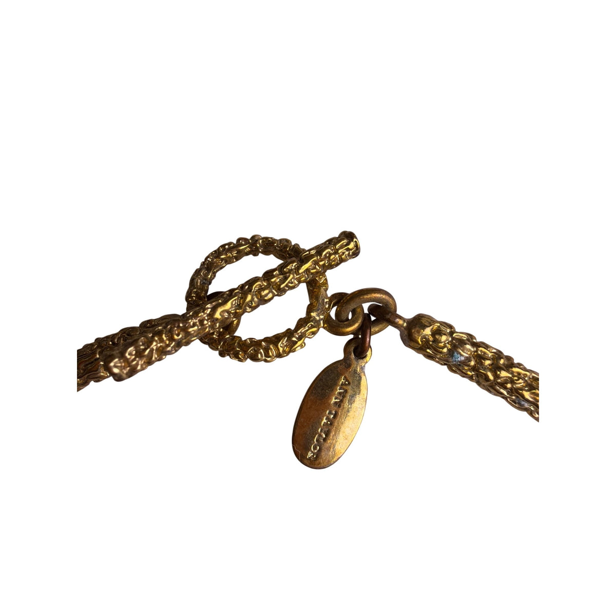 Ann Taylor Womens Gold-Tone Metal Rope Chain Necklace Elegant Toggle Clasp
