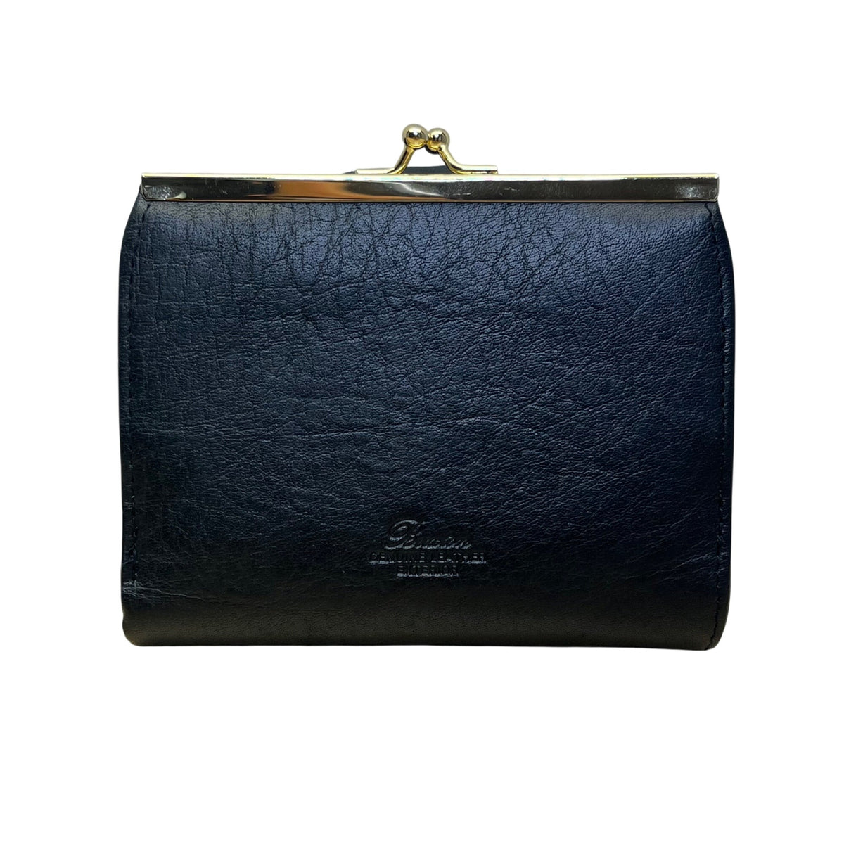 Buxton Women’s Black Leather ID Window Double Kiss-Lock Classic Design Wallet