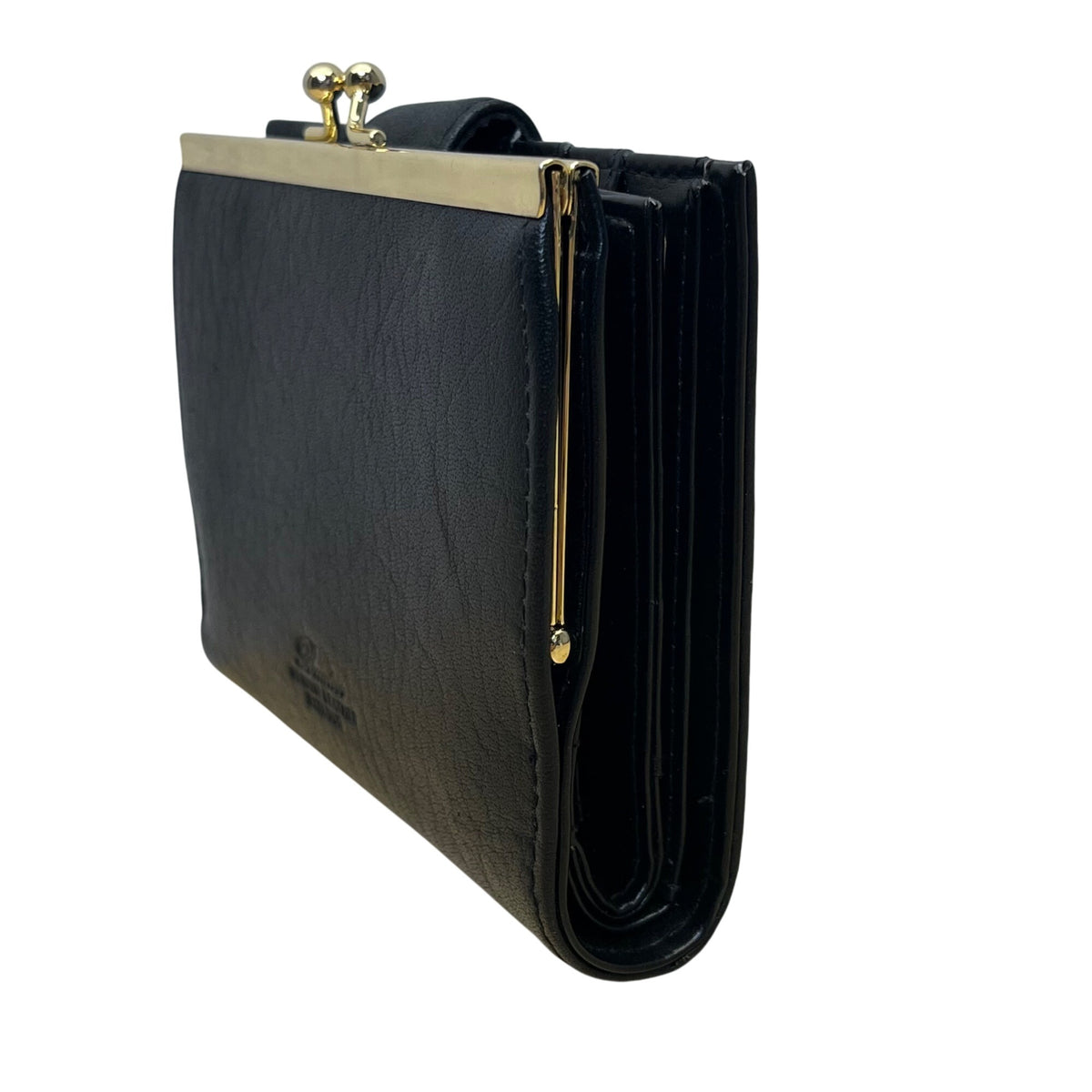 Buxton Women’s Black Leather ID Window Double Kiss-Lock Classic Design Wallet