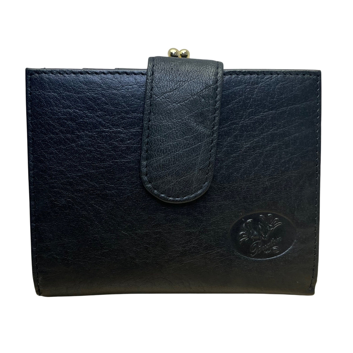 Buxton Women’s Black Leather ID Window Double Kiss-Lock Classic Design Wallet