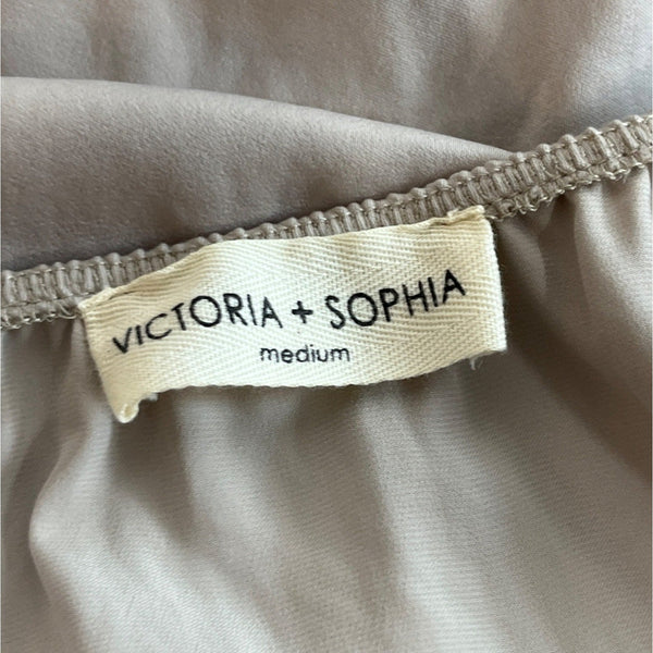 Victoria + Sophia Women's Grey Strappy Blouse Sz M