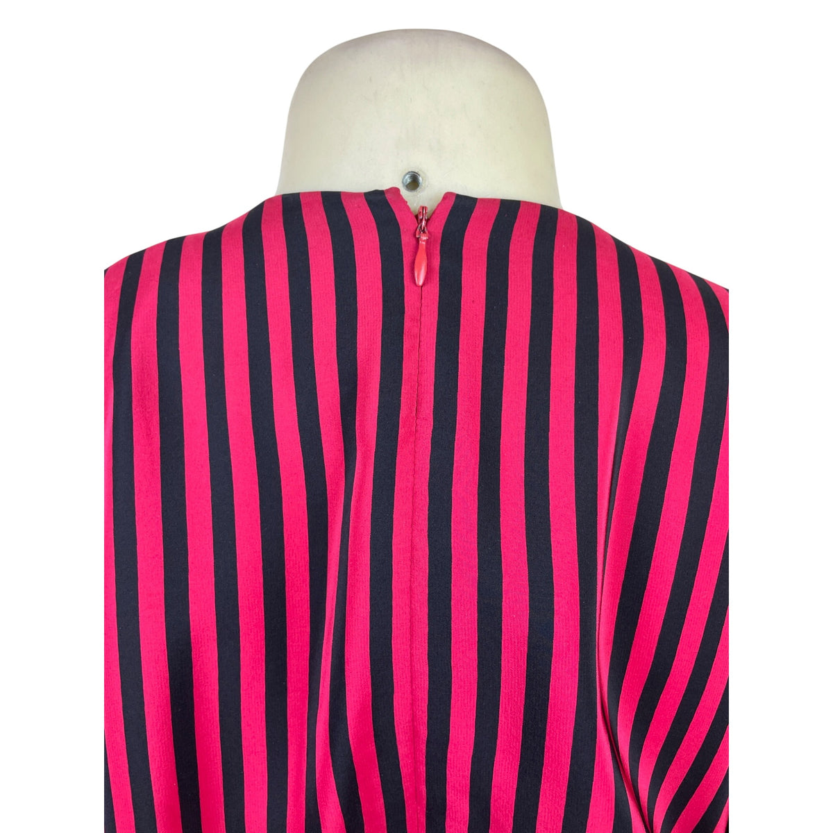 Vintage Bill Blass Women’s Red/Black Striped & Polka Dot Dress Long Sleeve Sz 8