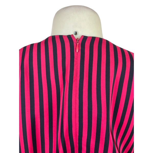 Vintage Bill Blass Women’s Red/Black Striped & Polka Dot Dress Long Sleeve Sz 8