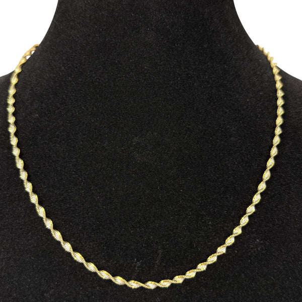 Gold Tone 925 Italy Rope Chain Necklace For Men Or Women Lobster Clasp