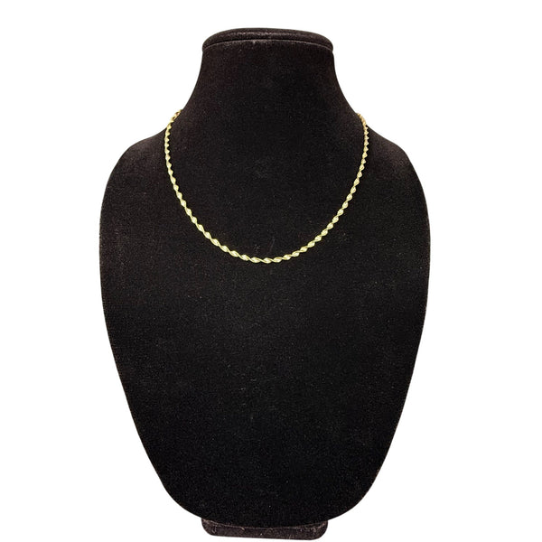 Gold Tone 925 Italy Rope Chain Necklace For Men Or Women Lobster Clasp
