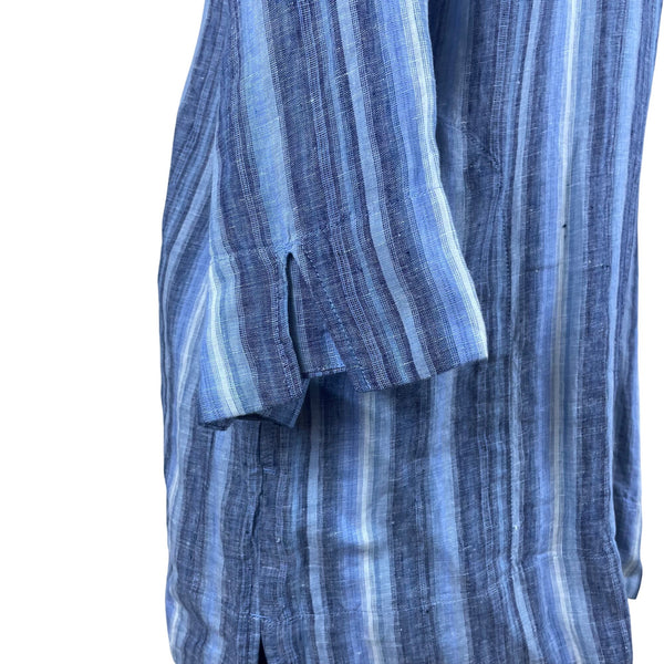 Lands’ End Blue/White Women’s V-Neck Tunic Top Striped 3⁄4 Sleeves Large - New