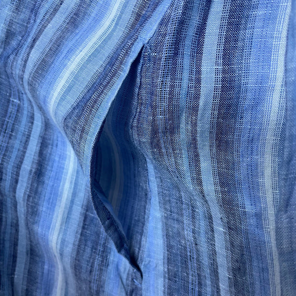 Lands’ End Blue/White Women’s V-Neck Tunic Top Striped 3⁄4 Sleeves Large - New