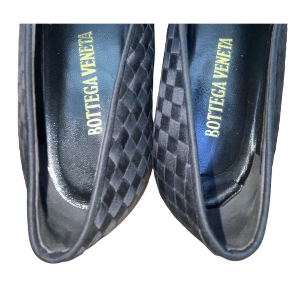 Bottega Veneta Womens Black “Intrecciato” Woven Textile Slip-On Flats Size 6