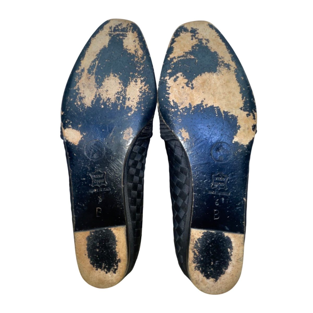 Bottega Veneta Womens Black “Intrecciato” Woven Textile Slip-On Flats Size 6