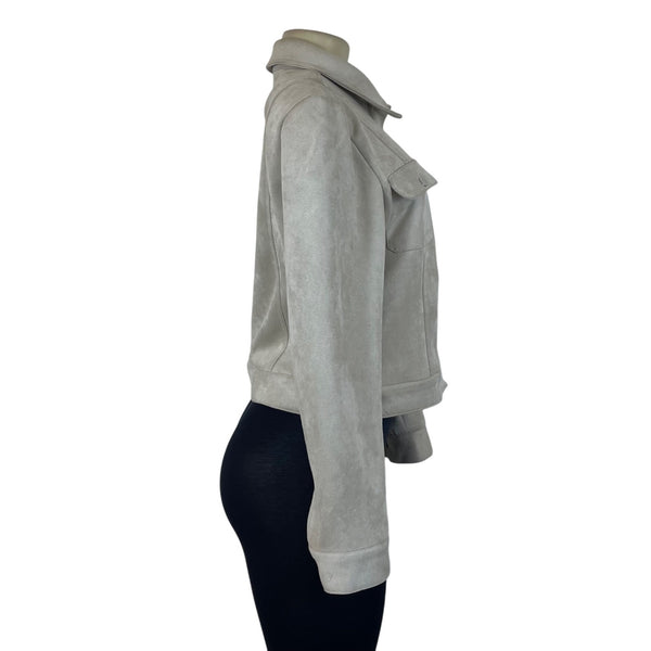 Tahari Women’s Beige Jacket With Front Pockets & Button Accents Size M