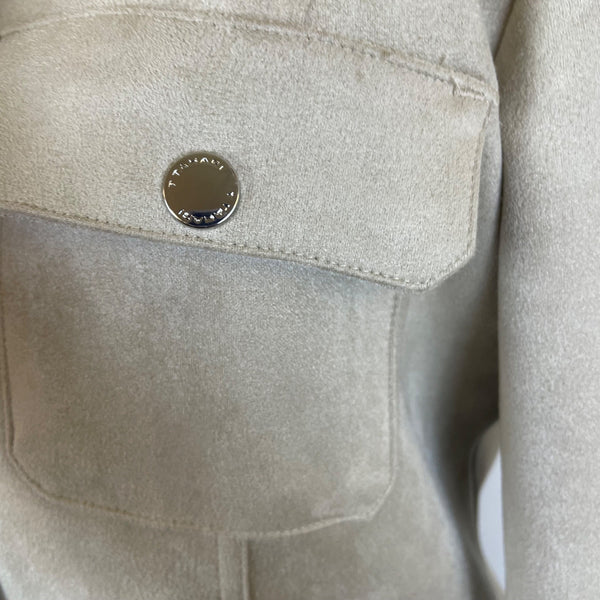 Tahari Women’s Beige Jacket With Front Pockets & Button Accents Size M