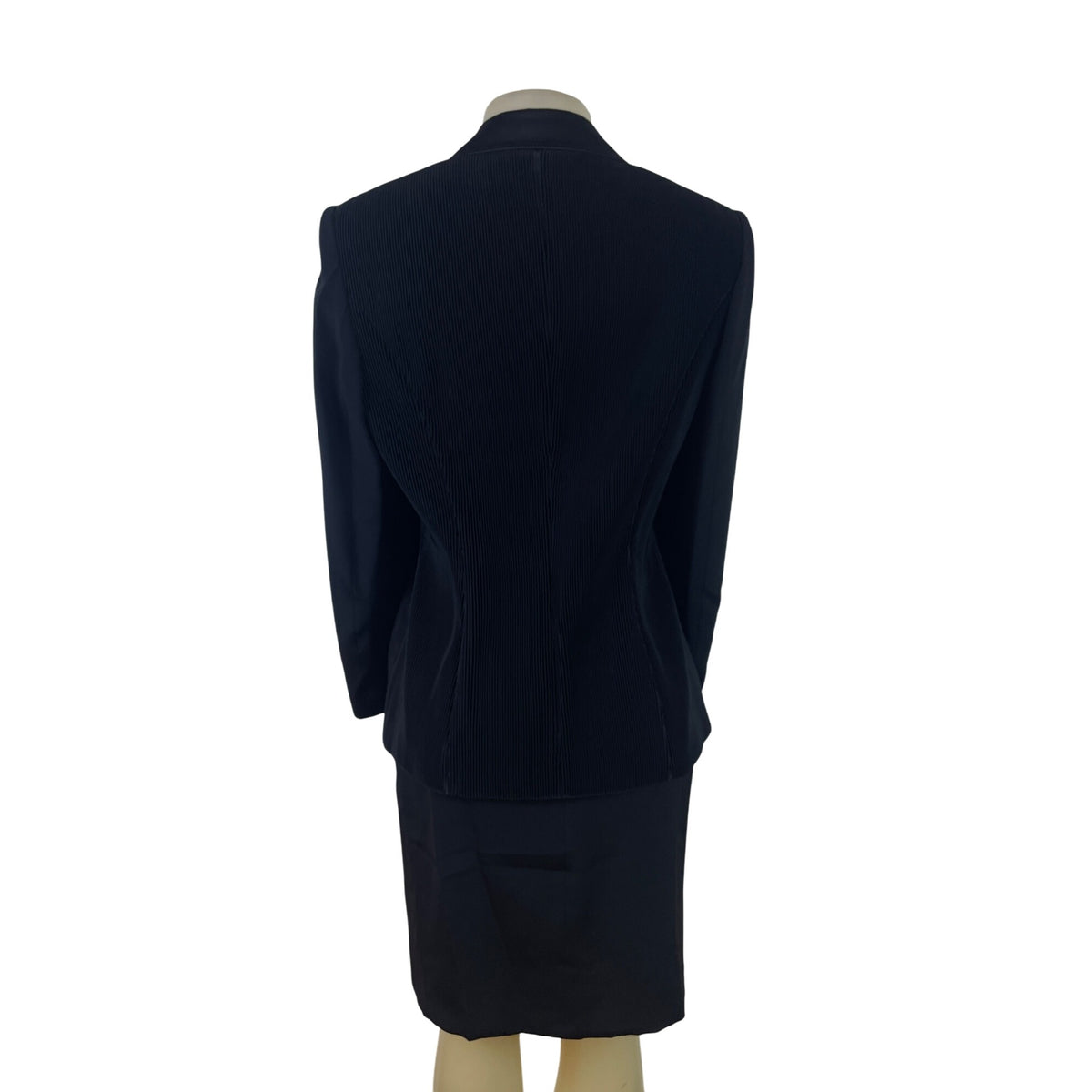 Black Women’s Pleated Button-Down Blazer & Skirt Suit Set Office Wear Sz S