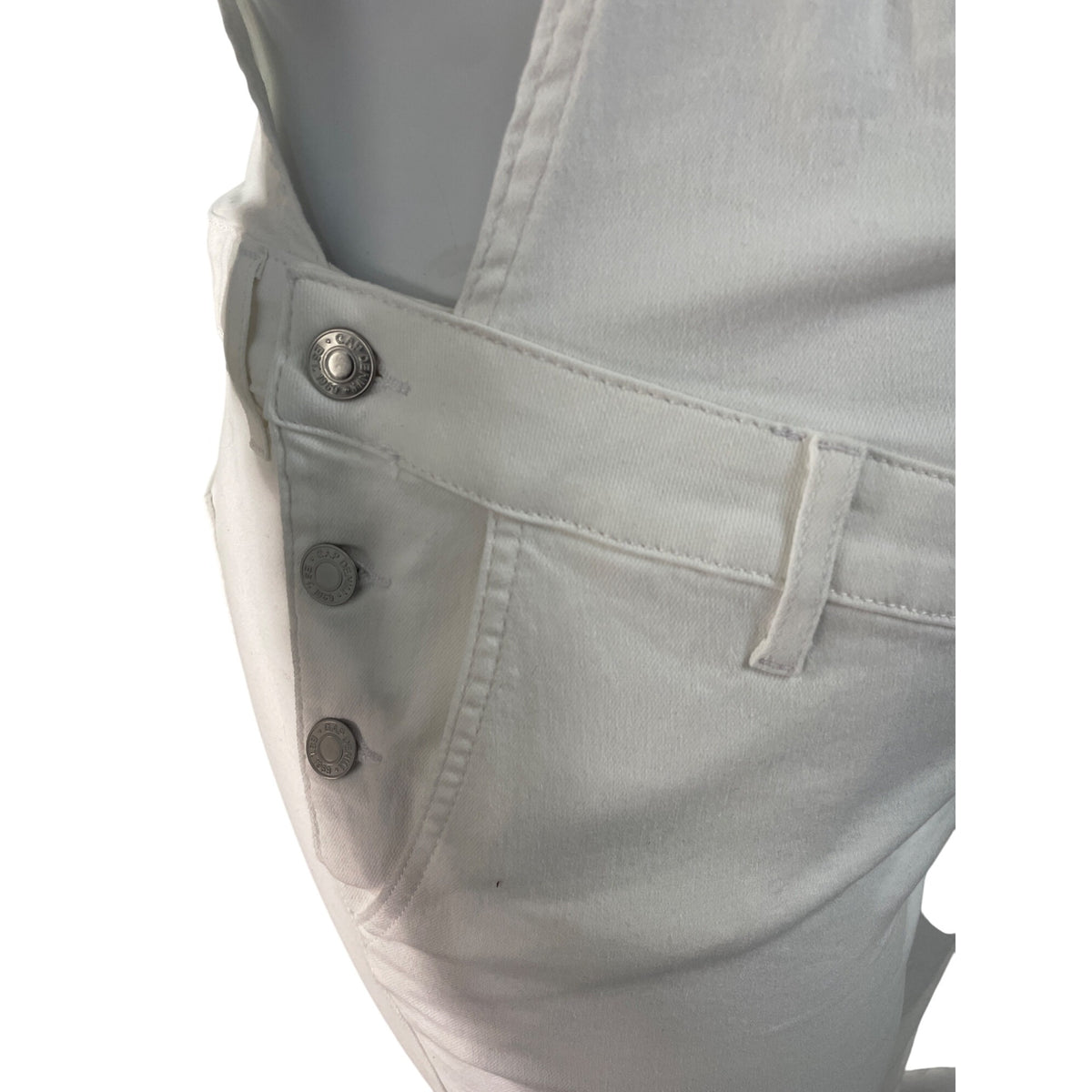 Gap Womens White Maternity Stretch Denim Overalls Adjustable Straps Sz XL