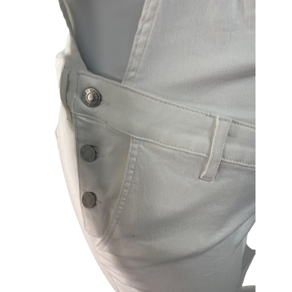 Gap Womens White Maternity Stretch Denim Overalls Adjustable Straps Sz XL