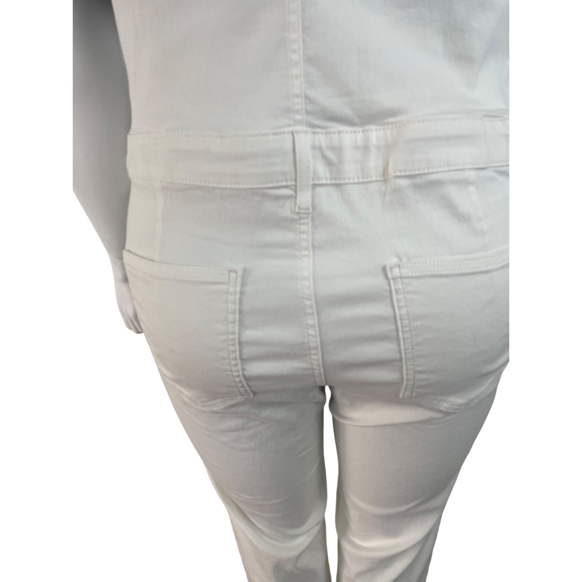 Gap Womens White Maternity Stretch Denim Overalls Adjustable Straps Sz XL