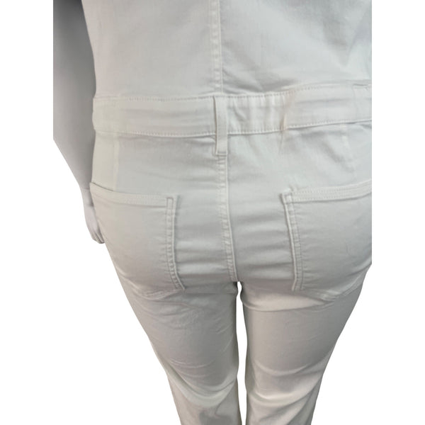 Gap Womens White Maternity Stretch Denim Overalls Adjustable Straps Sz XL