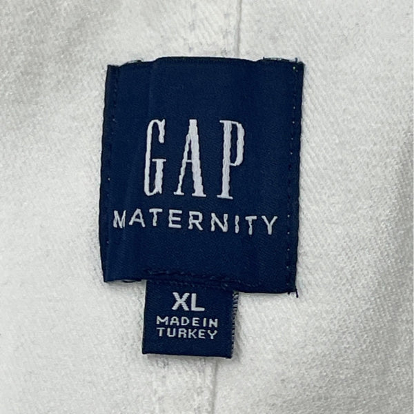 Gap Womens White Maternity Stretch Denim Overalls Adjustable Straps Sz XL
