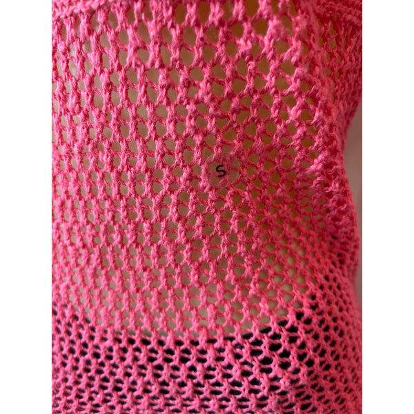 American Eagle Outfitters Womens Pink Open Knit Pullover Mesh Shirt Size S - New