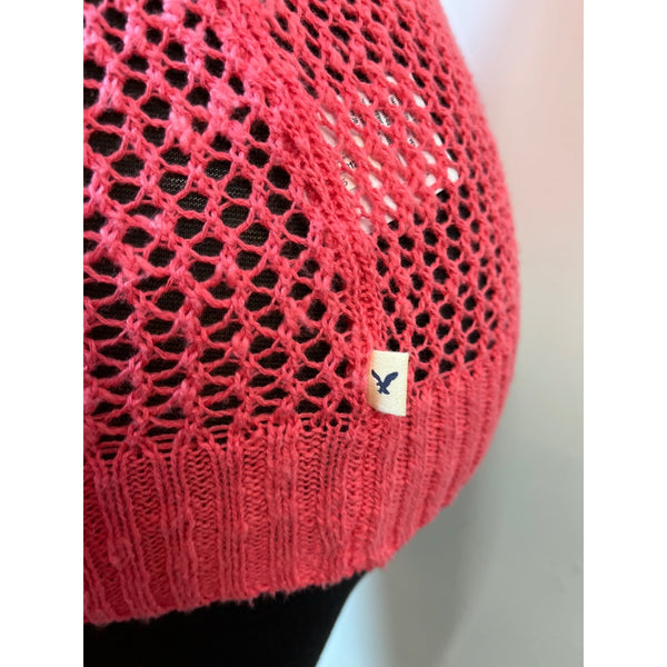 American Eagle Outfitters Womens Pink Open Knit Pullover Mesh Shirt Size S - New