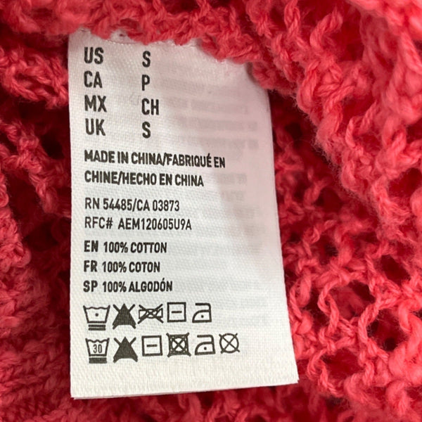 American Eagle Outfitters Womens Pink Open Knit Pullover Mesh Shirt Size S - New