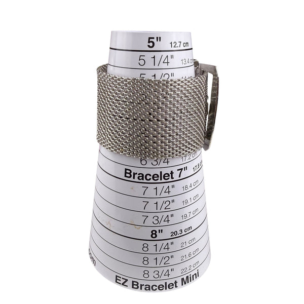 Wide Silver Tone Mesh Buckle Bracelet For Women Statement Cuff Retro Metalwork
