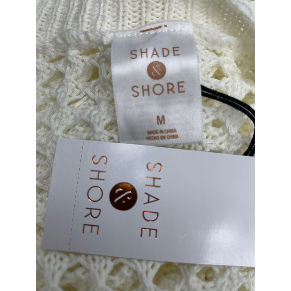 Shade & Shore Cream Sleeveless Crochet Swim Cover-Up Dress M (8-10) - New