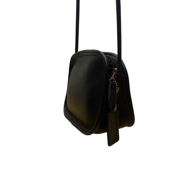 Coach Women’s Black Leather Compact Design Adjustable Strap Crossbody Bag