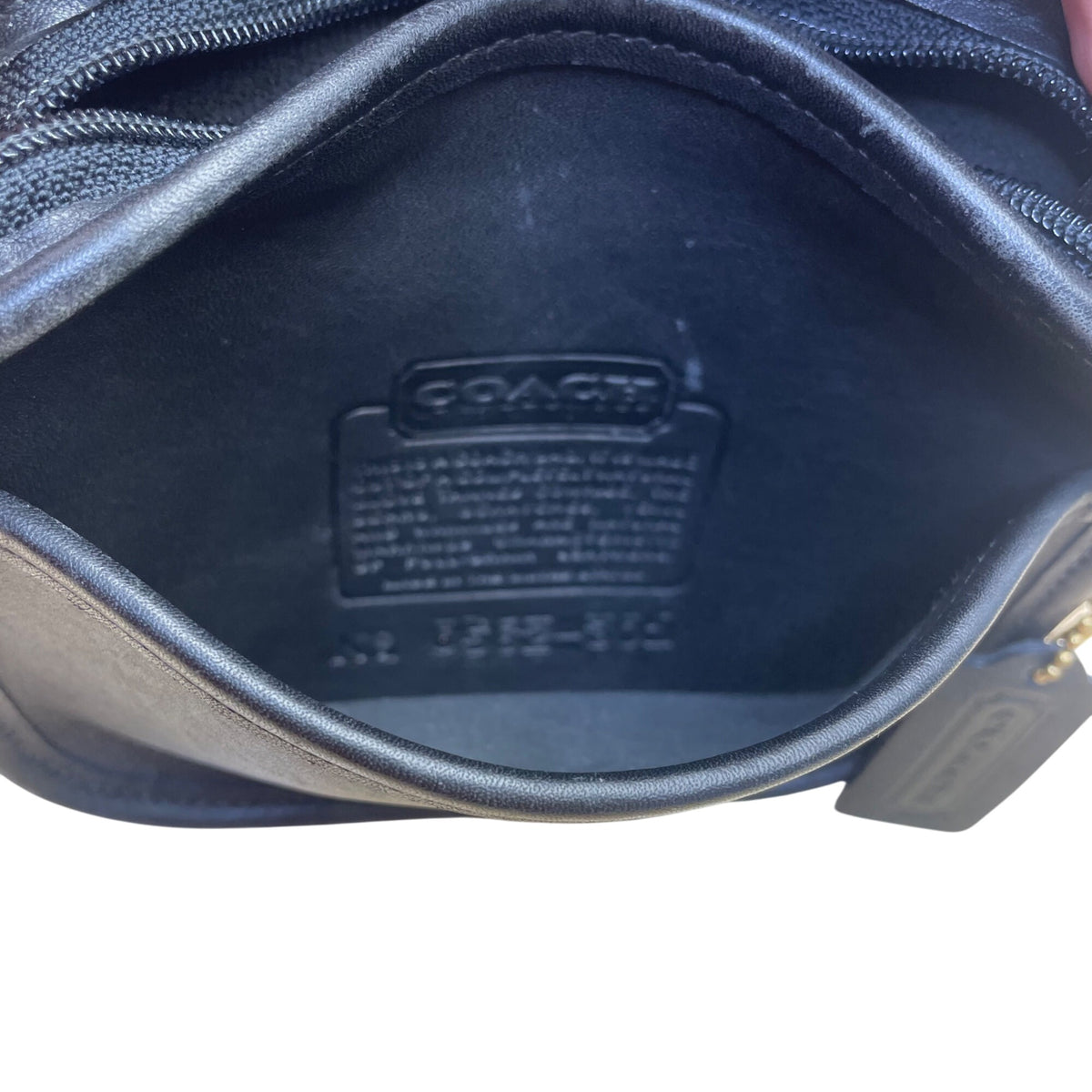 Coach Women’s Black Leather Compact Design Adjustable Strap Crossbody Bag