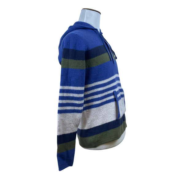 Toad&Co Mens Blue Striped Hooded Sweater Lightweight Casual Pullover Size M