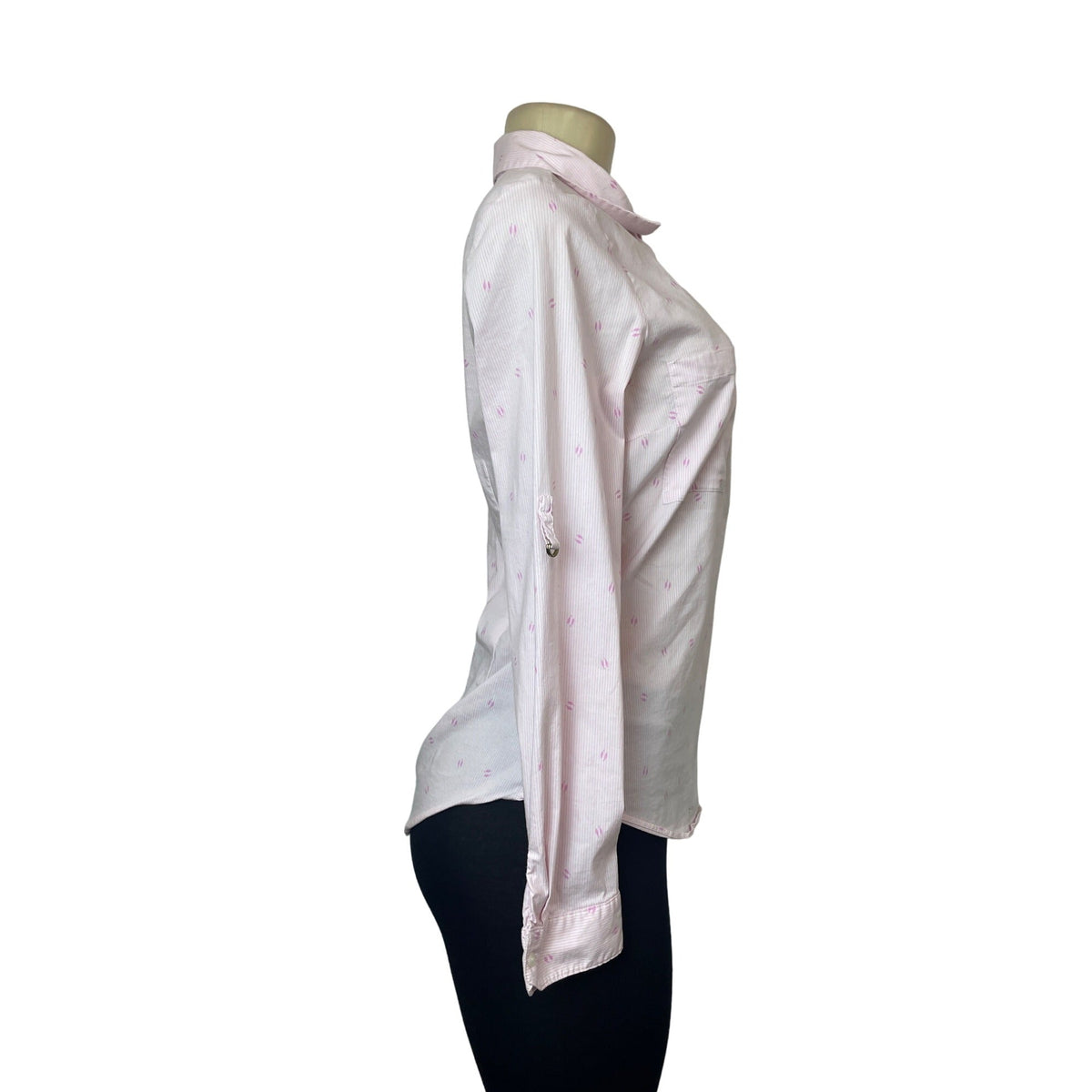 Zara Women's Light Pink Button-Down Shirt With Rolled Sleeves Sz L
