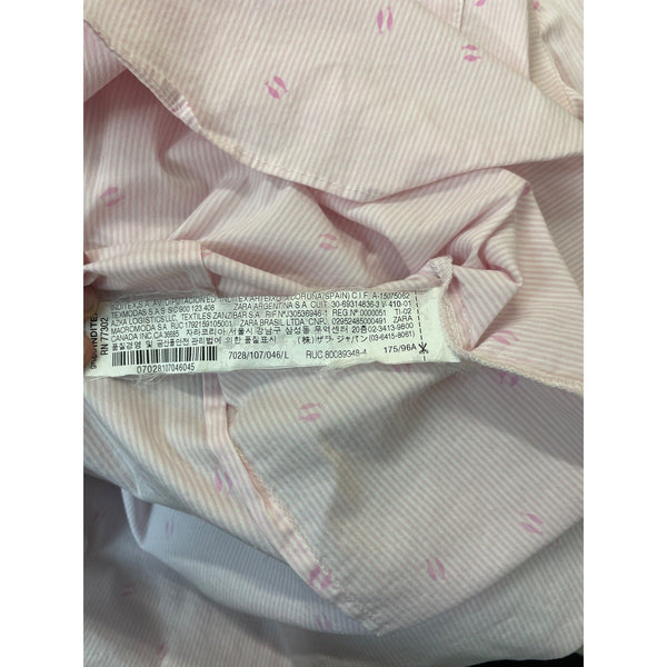 Zara Women's Light Pink Button-Down Shirt With Rolled Sleeves Sz L