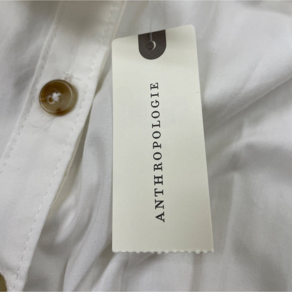 Anthropologie White Women’s Button Down Collared Shirt Sz 6 - New
