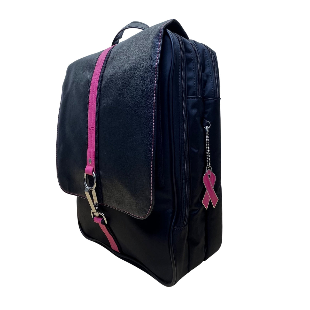 Mobile Edge Women’s Black & Pink Faux Leather Slimline Paris Backpack Size L