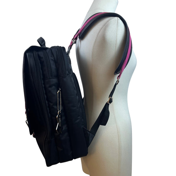 Mobile Edge Women’s Black & Pink Faux Leather Slimline Paris Backpack Size L