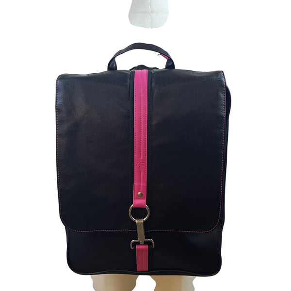 Mobile Edge Women’s Black & Pink Faux Leather Slimline Paris Backpack Size L