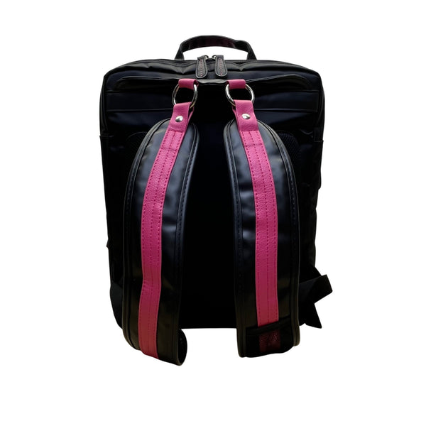Mobile Edge Women’s Black & Pink Faux Leather Slimline Paris Backpack Size L